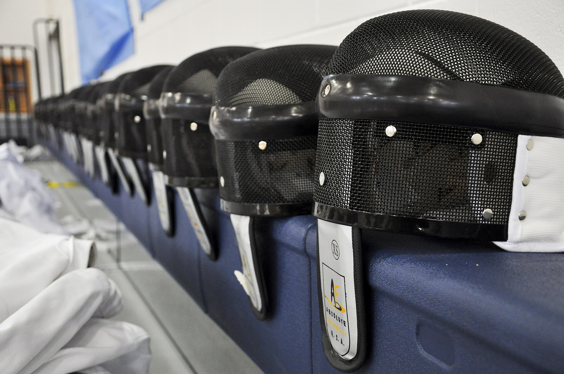 Donated fencing equipment sorted and ready to be delivered to a school